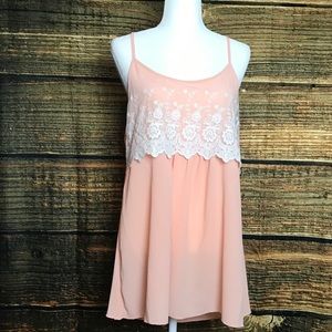 Peach Tank with Lace Detailing